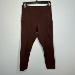 Zyia Active Pants Womens Small Brown Leggings Pockets Activewear Cropped Yoga